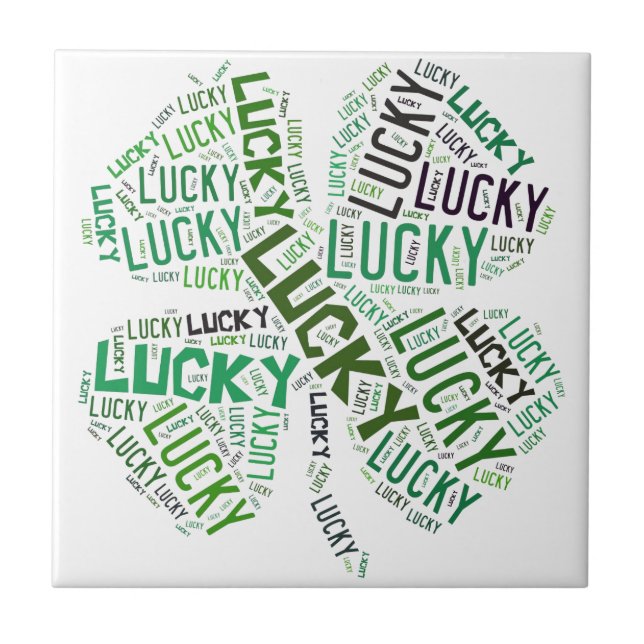 Lucky Clover Word Art Tile (Front)