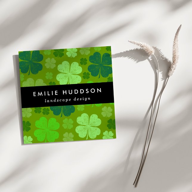 Lucky Clovers, Green, Landscape Designer, Gardener Square Business Card (Creator Uploaded)