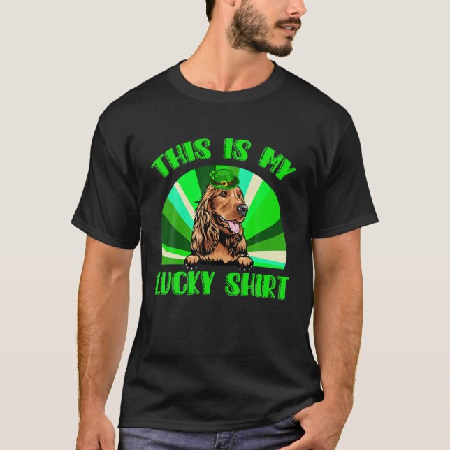 Lucky Cocker Spaniel Happy St Patricks Day Family T-Shirt (Front)