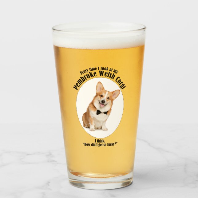 Lucky Corgi Glass (Front Filled)
