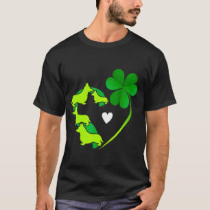 Lucky Corgi Shamrock Heart Shape St Patricks C T-Shirt