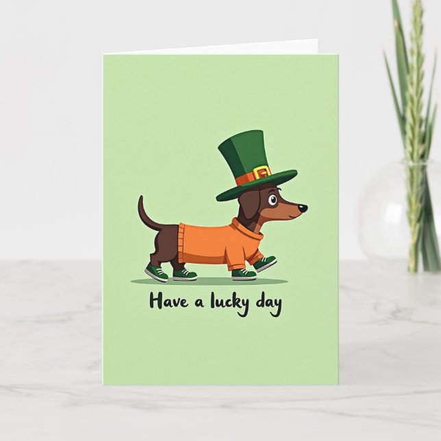 Lucky Dachshund Day Card (Front)