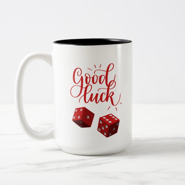 lucky day dices Two-Tone coffee mug (Left)