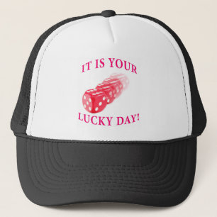 Lucky day with dice roll trucker hat