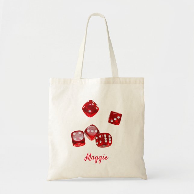 Lucky Dice Name Bridesmaid Vegas Bachelorette Gift Tote Bag (Front)