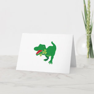 Lucky Dinosaur Shamrocks Kids St. Patrick's Day Card