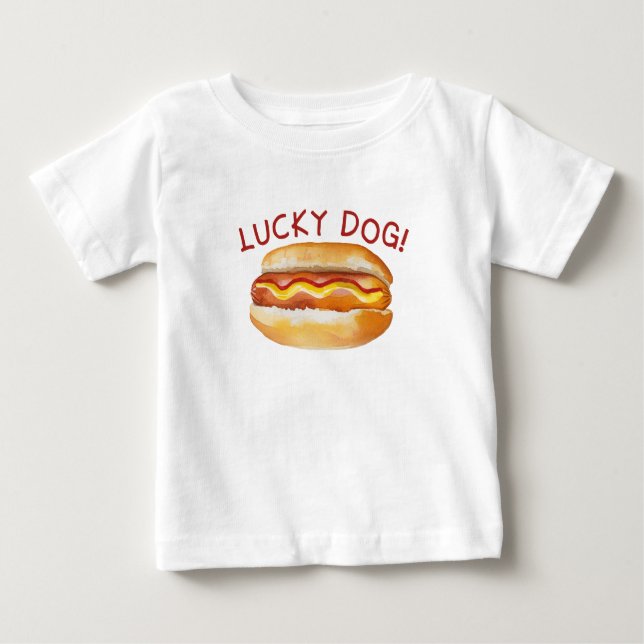 Lucky Dog Hot Dog Toddler Shirt for BBQ Party (Front)
