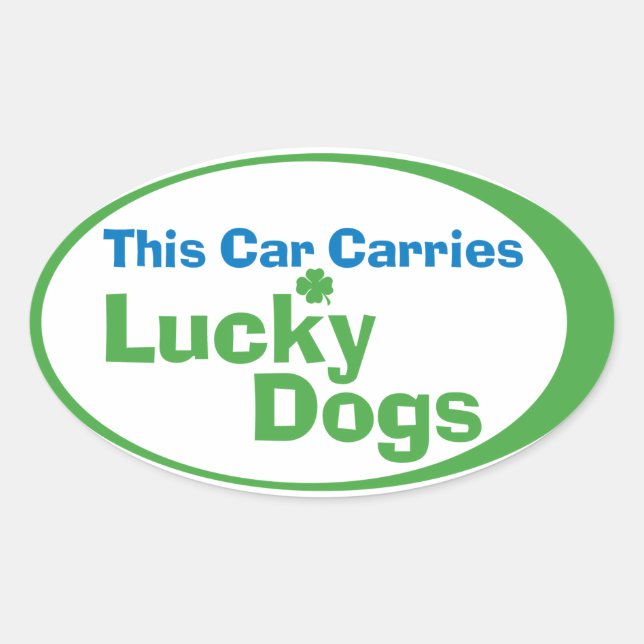 Lucky Dog Oval Bumper Stickers (sheet of 4) (Front)