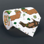 Lucky Dogs Dachshunds Clovers St. Patrick's Day Tie<br><div class="desc">Celebrate St. Patrick’s Day in the cutest way with this “Lucky Dogs” design, featuring hand-drawn dachshunds surrounded by lucky clovers. Perfect for dog lovers, dachshund owners, or anyone who wants to add a playful touch to their holiday outfit or decor. Whether you're heading to a parade, hosting a festive get-together,...</div>