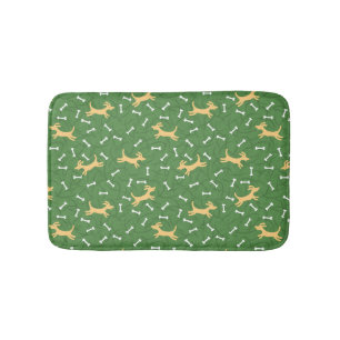lucky dogs with bones background bath mat