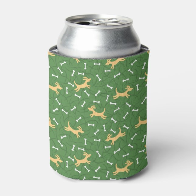 lucky dogs with bones background can cooler (Can Front)