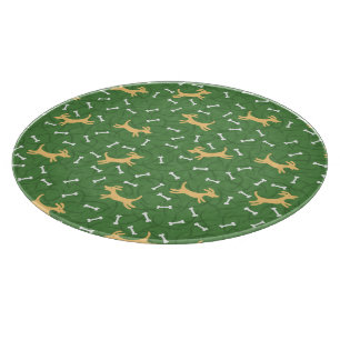 lucky dogs with bones background cutting board