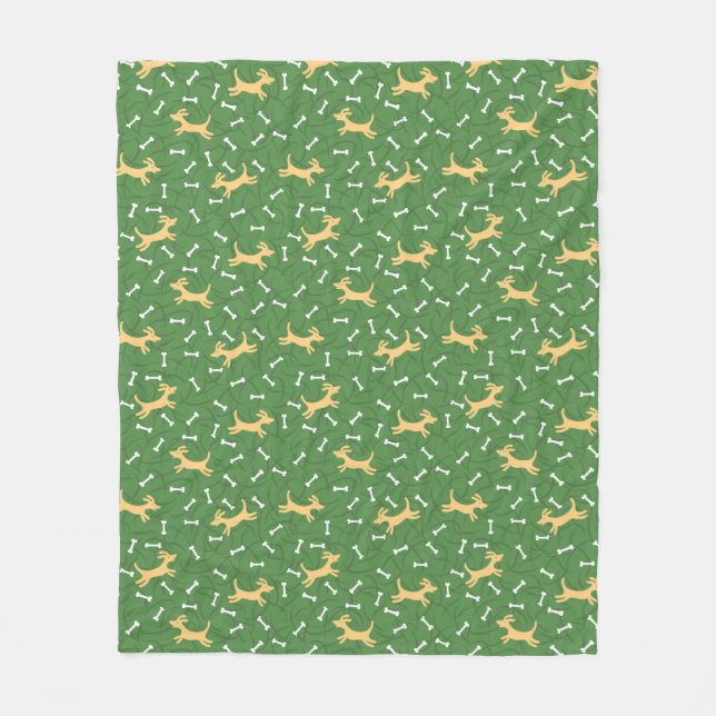 lucky dogs with bones background fleece blanket (Front)