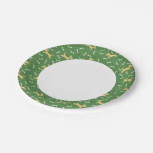 lucky dogs with bones background paper plate