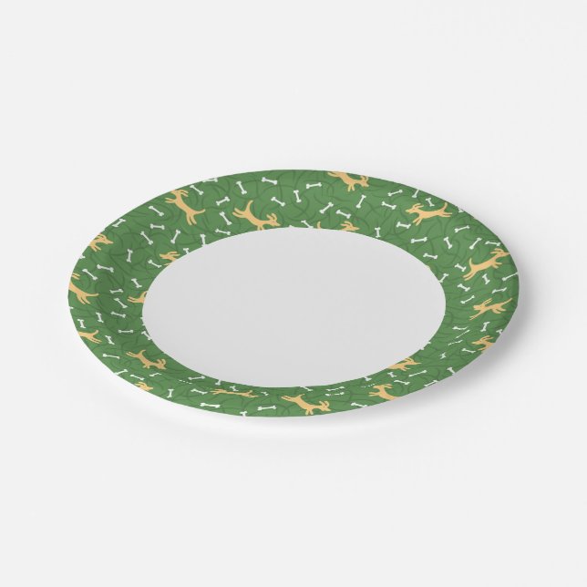 lucky dogs with bones background paper plate (Angled)