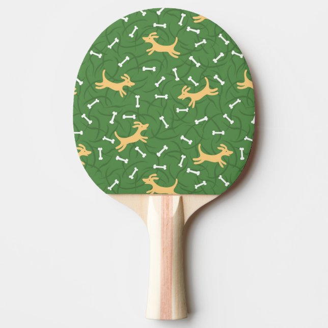 lucky dogs with bones background ping pong paddle (Front)
