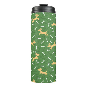 lucky dogs with bones background thermal tumbler
