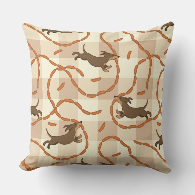 lucky dogs with sausages background cushion (Front)
