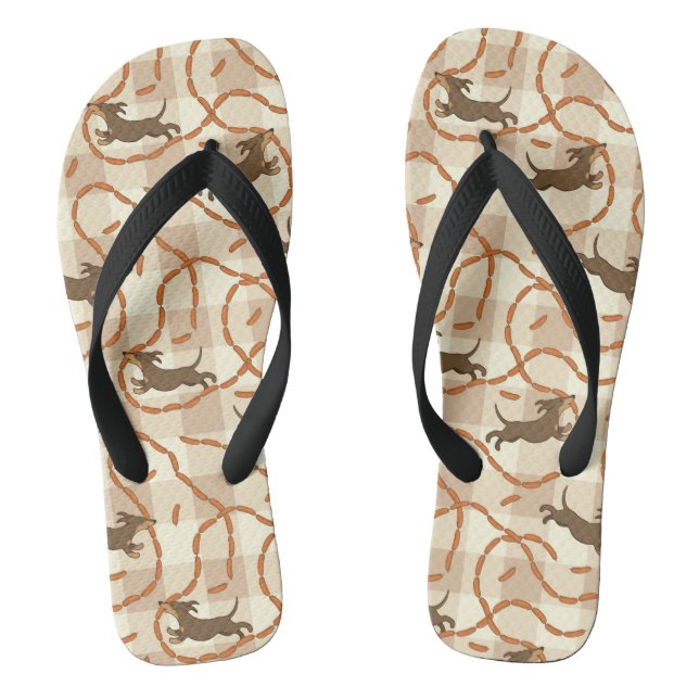 lucky dogs with sausages background jandals (Footbed)