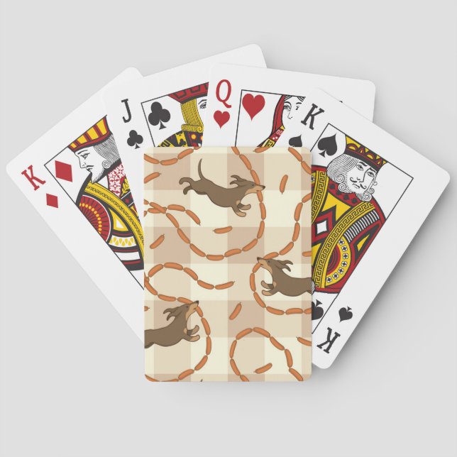 lucky dogs with sausages background playing cards (Back)