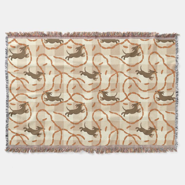 lucky dogs with sausages background throw blanket (Front)