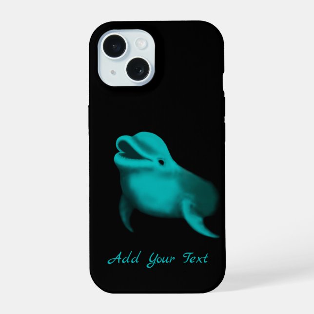 Lucky Dolphin - Add Your Text iPhone 15 Case (Back)
