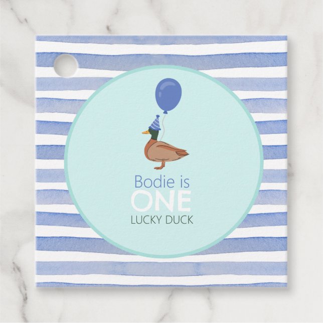 Lucky Duck 1st Birthday Favour Tags (Front)