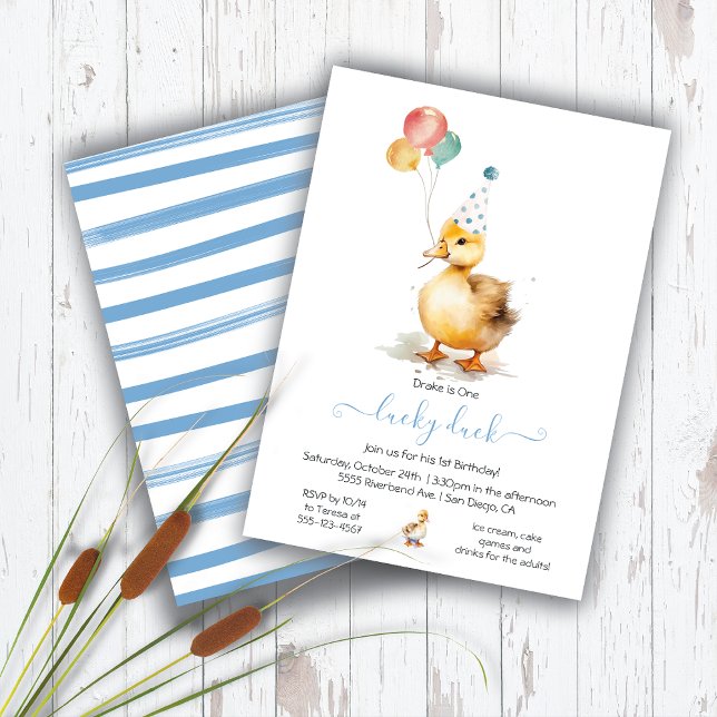 Lucky Duck 1st Birthday Party Invitation (Creator Uploaded)