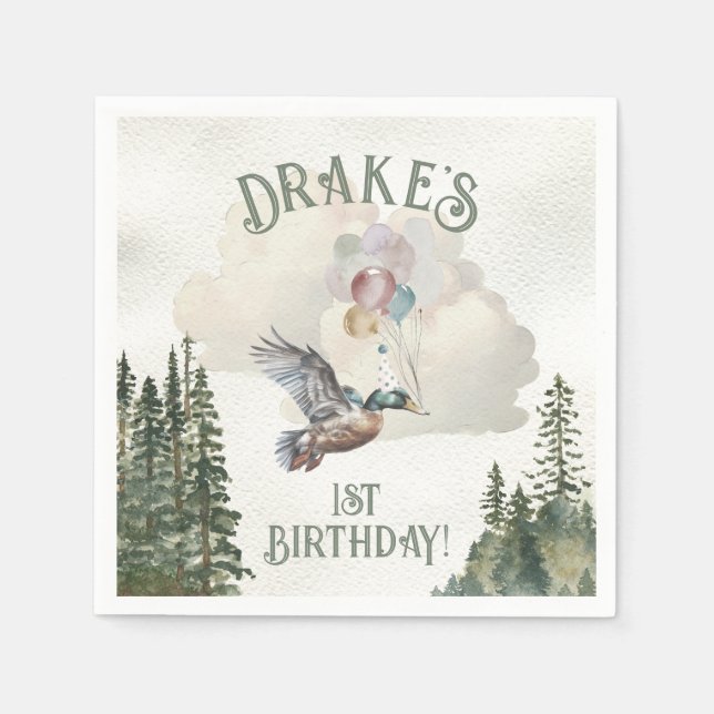 Lucky Duck 1st Birthday Party  Napkin (Front)