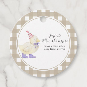 Lucky Duck Baby Shower Pop it! When she pops Favour Tags
