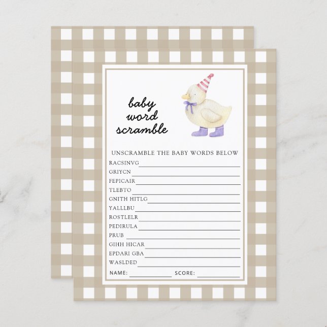 Lucky Duck Baby Word Scramble Game (Front/Back)