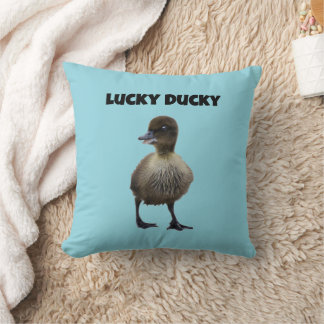 Lucky Duck Funny Cute Duckling Bird Photo Art Cushion