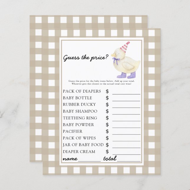 Lucky duck - Guess the price! Game (Front/Back)