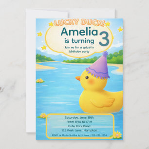 Lucky Duck Kid Birthday Invitation