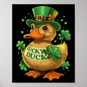 Lucky Duck Shamrock Funny St Patricks Day Waterfow Poster