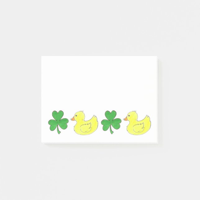 Lucky Duck Shamrock Rubber Ducky St. Paddy's Day Post-it Notes (Front)