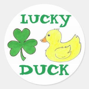 Lucky Duck St. Patrick's Day Shamrock Rubber Ducky Classic Round Sticker