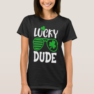 Lucky Dude  St Patrick's Day Sunglasses With Shamr T-Shirt
