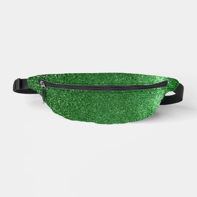 Lucky Emerald Green Glitter Glam Fashion Luxury Bum Bags (Front)
