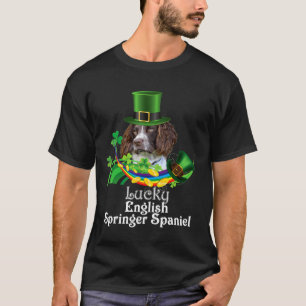 Lucky English Springer Spaniel Dog Leprechaun St P T-Shirt