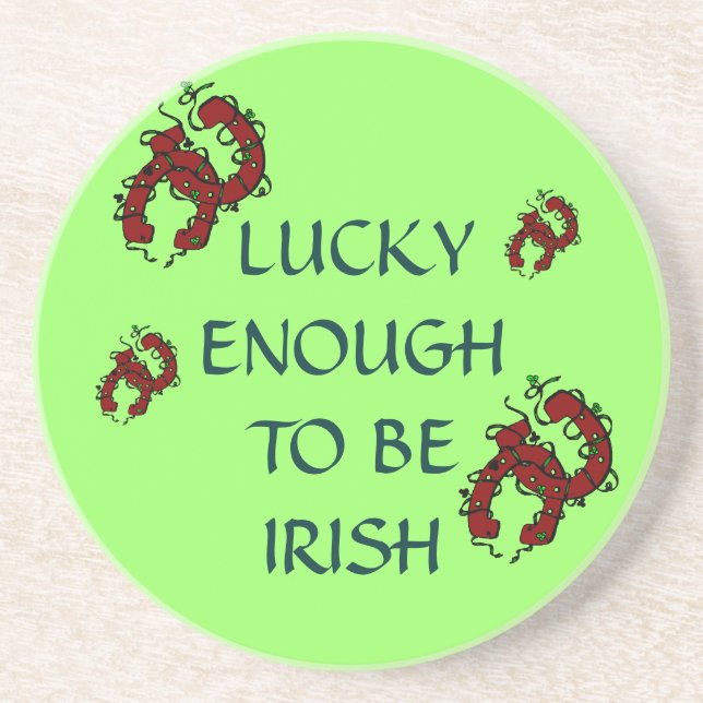 Lucky Enough To Be Irish Horseshoe Coaster (Front)