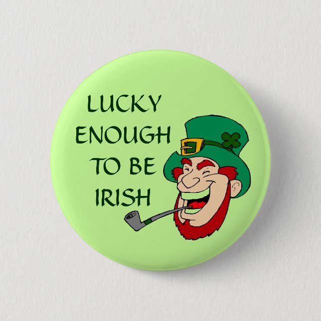 Lucky Enough to be Irish Leprechaun Button (Front)