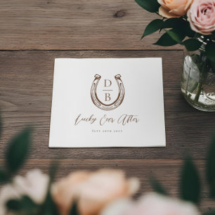 Lucky Ever After Classy Horseshoe Monogram Wedding Napkin
