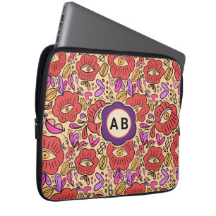Lucky Eye Floral Pattern Laptop Sleeve