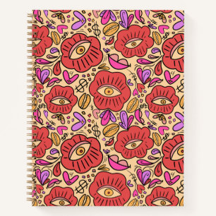 Lucky Eye Floral Pattern Spiral Notebook