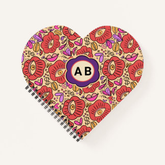 Lucky Eye Floral Pattern Spiral Notebook