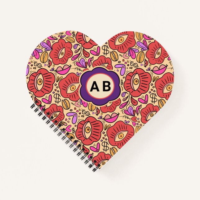 Lucky Eye Floral Pattern Spiral Notebook (Front)