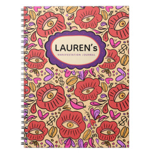 Lucky Eye Floral Pattern Spiral Photo Notebook