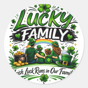 Lucky Family Squad Irish Shamrock St Patrick’s Day Classic Round Sticker
