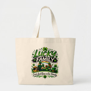 Lucky Family Squad Irish Shamrock St Patrick’s Day Large Tote Bag